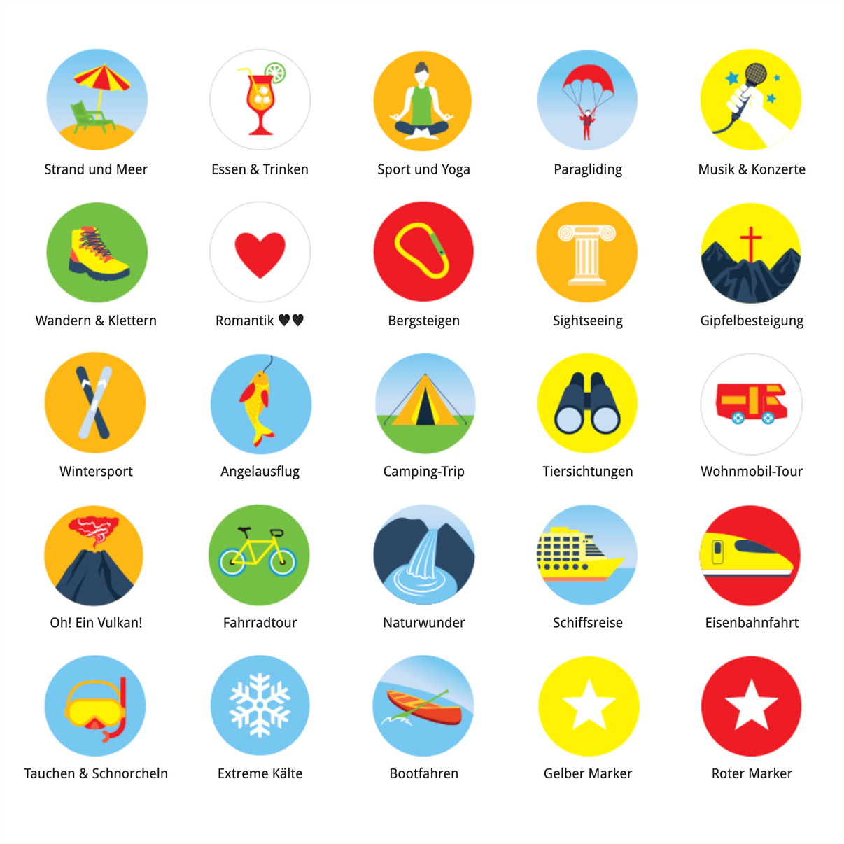 Sticker für die Weltkarte – Übersicht aller Motive