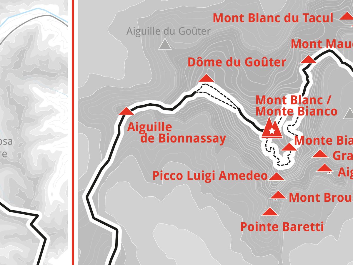 Ausschnitt aus der Wandkarte „82 Viertausender der Alpen“: Aiguille de Bionnassay