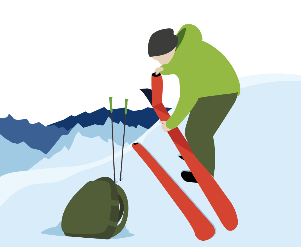 Skitouren abfellen skidepot