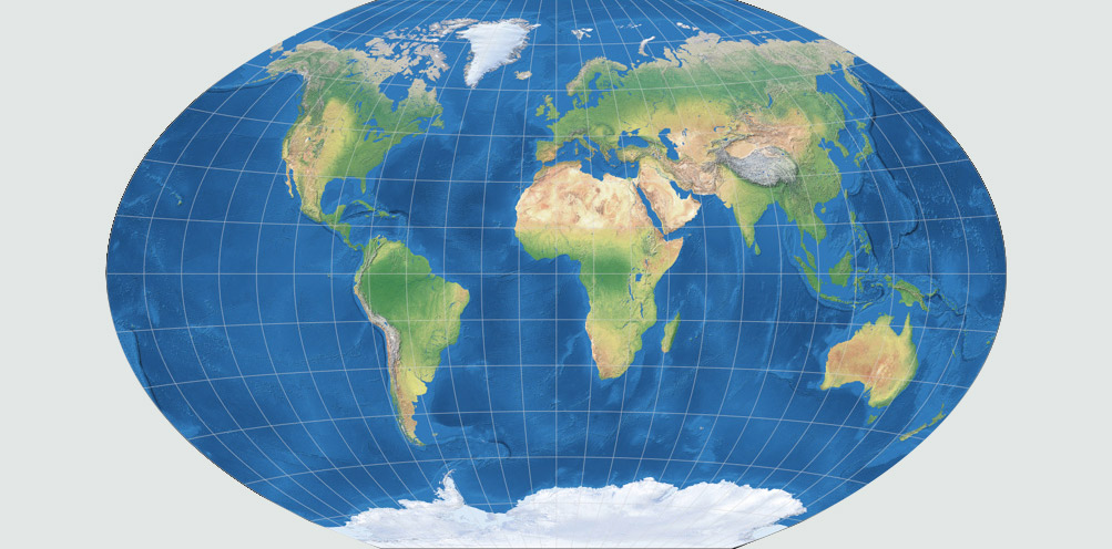 Weltkarte mit Winkel Tripel-Projektion