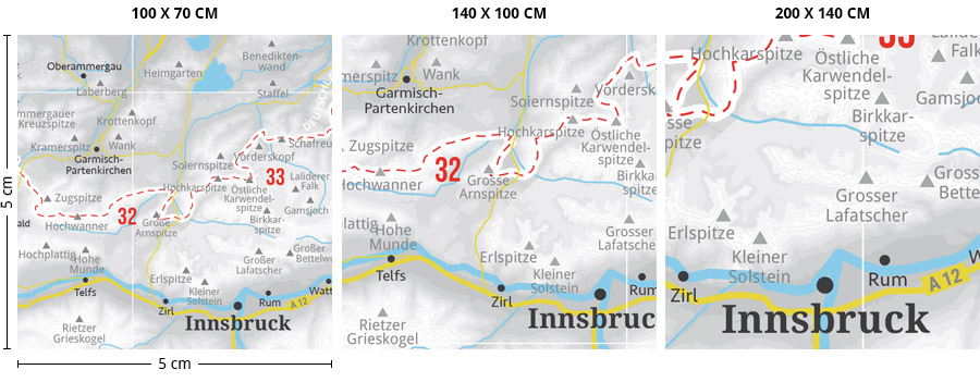 Alpine maps in 3 formats