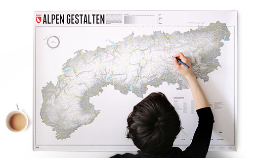 Landkarte Alpen Gestalten zum Selber-Einzeichnen