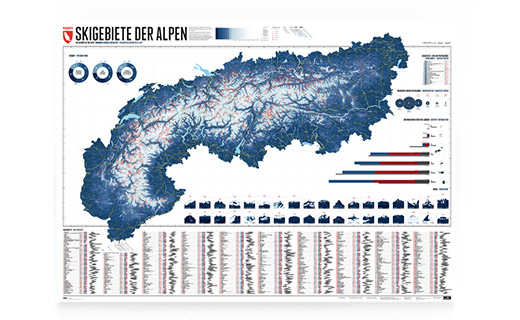 Alpenkarte der Skigebiete