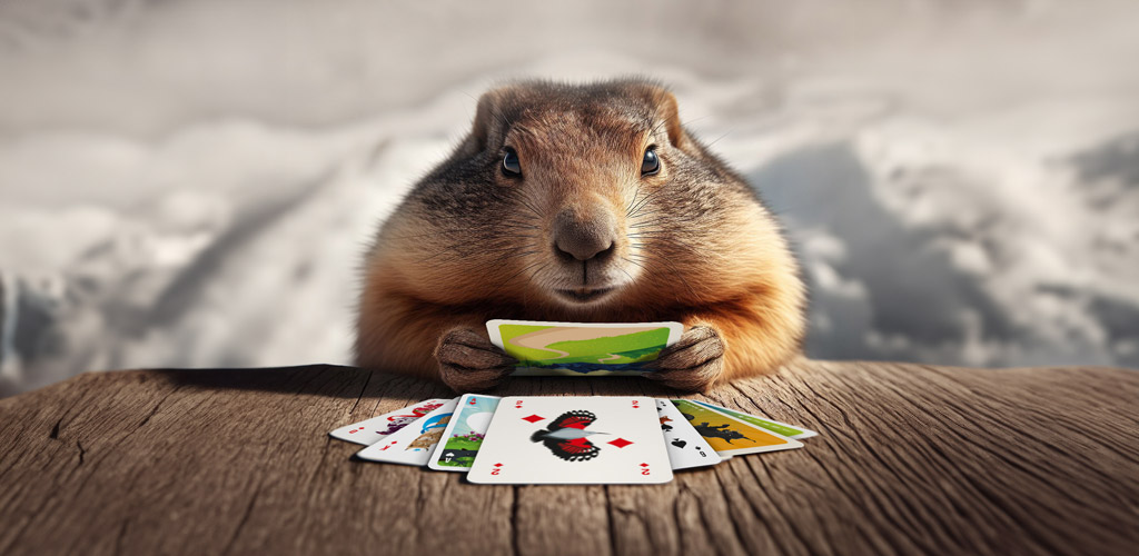 Murmeltiere spielen Karten