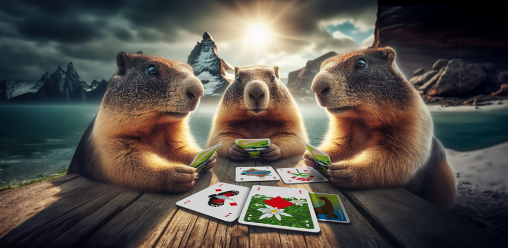 Murmeltiere spielen Karten