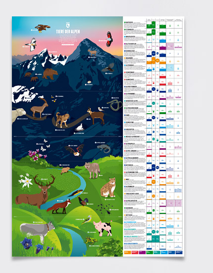 Tiere in den Alpen XXL-Ansichtskarte schöne Karte 
