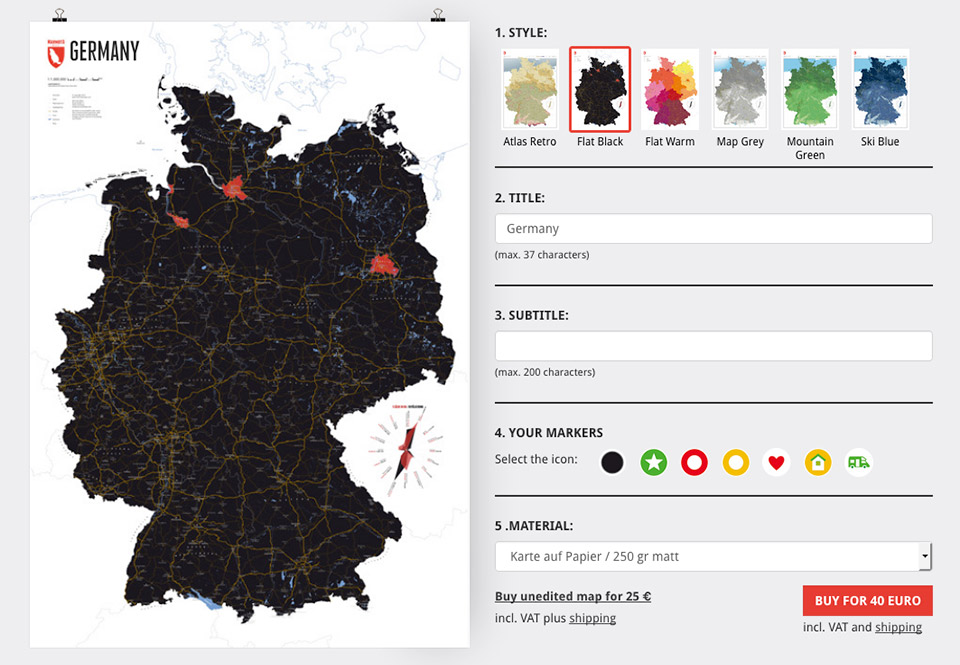 Stil Wählen bei der individualisierten Deutschlandkarte
