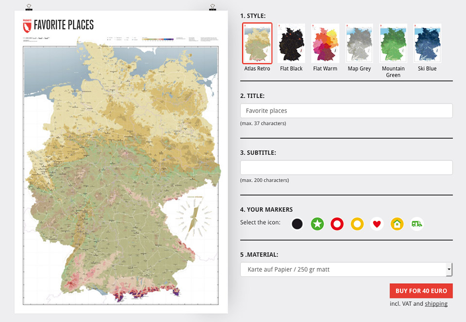 Titel wählen bei der individualisierten Deutschlandkarte