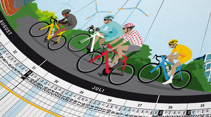 Calendar 2024 - close-up view sport cyclists