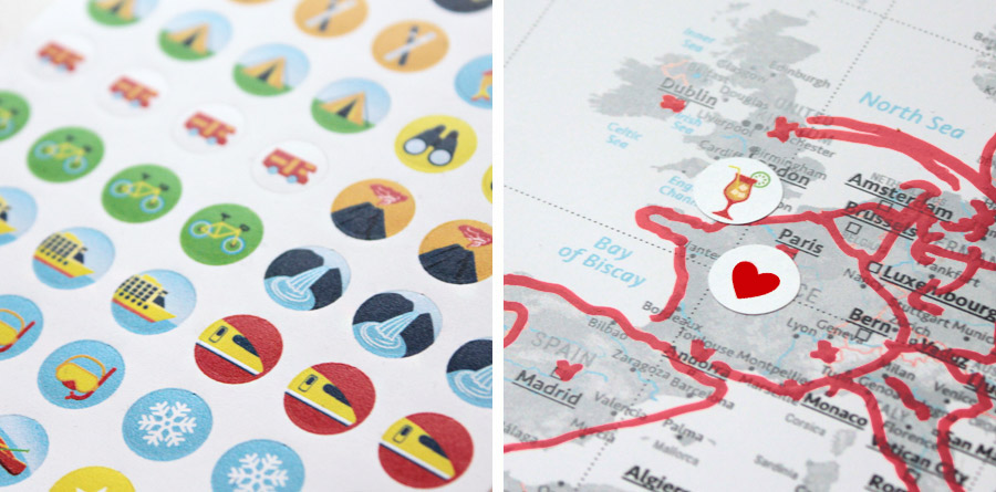 Sticker für die Weltkarten von Marmota Maps