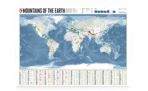Mountains of the Earth - Weltkarte mit über 500 Bergen