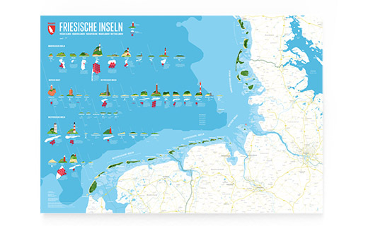 Nordsee – Karte der Friesischen Inseln