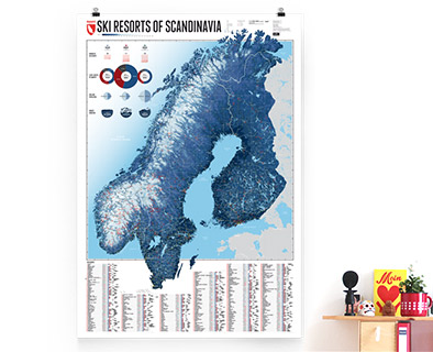 Ski Resorts of Scandinavia - the ski areas of Norway, Sweden, and Finland on one map