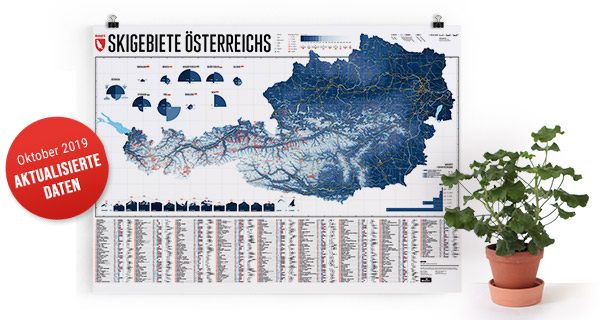 Wandkarte - Skigebiete Österreichs