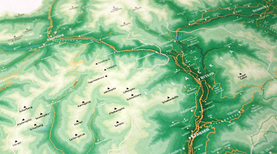 Südtirol Karte Stil - Mountain Green